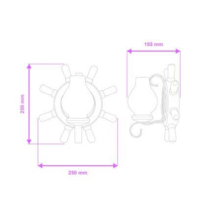 Brilagi - Stenska svetilka TIMONA 1xE14/40W/230V bukev/oreh