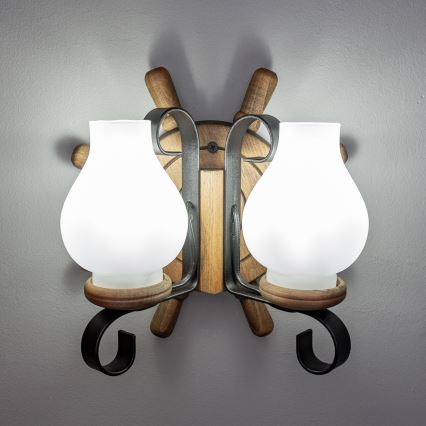 Brilagi - Stenska svetilka TIMONA 2xE14/40W/230V bukev