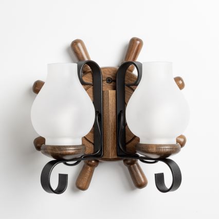 Brilagi - Stenska svetilka TIMONA 2xE14/40W/230V bukev/oreh