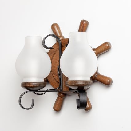 Brilagi - Stenska svetilka TIMONA 2xE14/40W/230V bukev/oreh