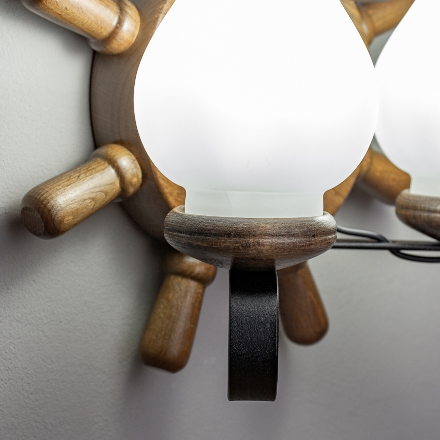 Brilagi - Stenska svetilka TIMONA 2xE14/40W/230V bukev/oreh