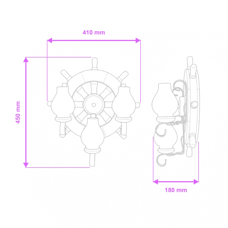 Brilagi - Stenska svetilka TIMONA 3xE14/40W/230V bukev