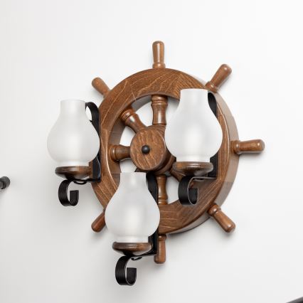 Brilagi - Stenska svetilka TIMONA 3xE14/40W/230V bukev/oreh