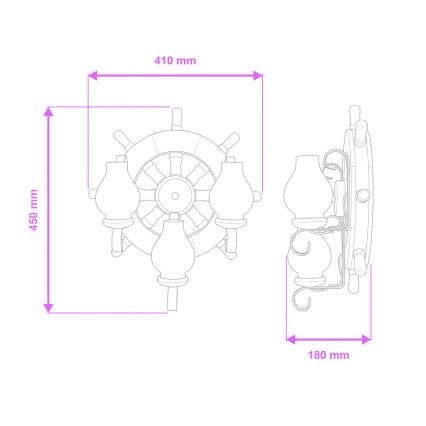 Brilagi - Stenska svetilka TIMONA 3xE14/40W/230V bukev/oreh