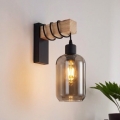 Brilagi - Stenska svetilka WOOD GLASS 1xE27/60W/230V borovica/črna/dimno siva