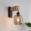 Brilagi - Stenska svetilka WOOD GLASS 1xE27/60W/230V borovinska/črna/dimno siva