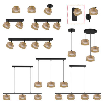 Brilagi - Stenska svetilka z USB-priključkom AURA LUX 1xGX53/30W/230V črna/zlata