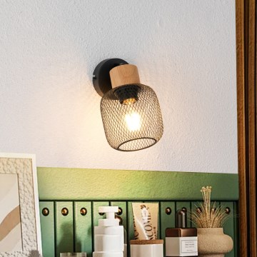 Brilagi - Stenska točkovna svetilka BASKLITE 1xE27/15W/230V kavčukovec/črna
