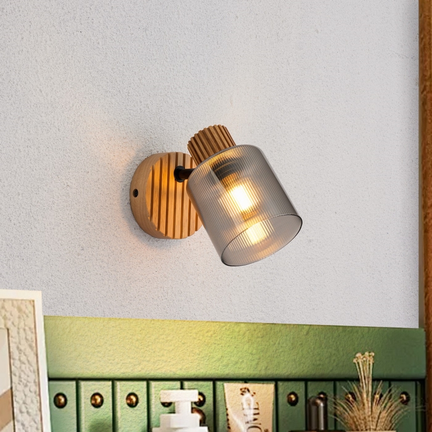 Brilagi - Stenska točkovna svetilka HYGGE 1xE14/15W/230V kavčukovec/dimna