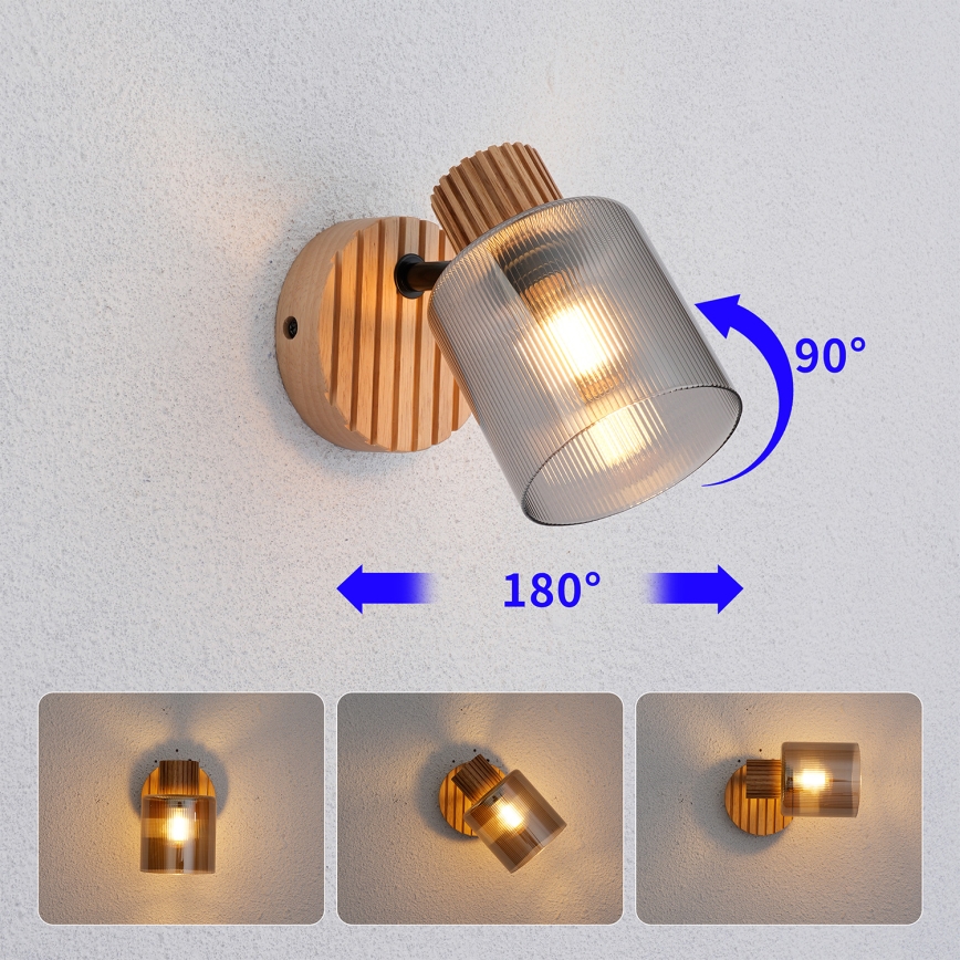 Brilagi - Stenska točkovna svetilka HYGGE 1xE14/15W/230V kavčukovec/dimna