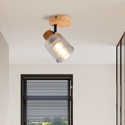 Brilagi - Stenska točkovna svetilka HYGGE 1xE14/15W/230V kavčukovec/dimna