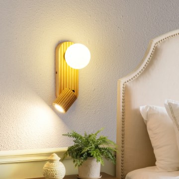 Brilagi - Stenska točkovna svetilka MODERN WOOD 1xG9/5W/230V + 1xGU10/8W gumijast les