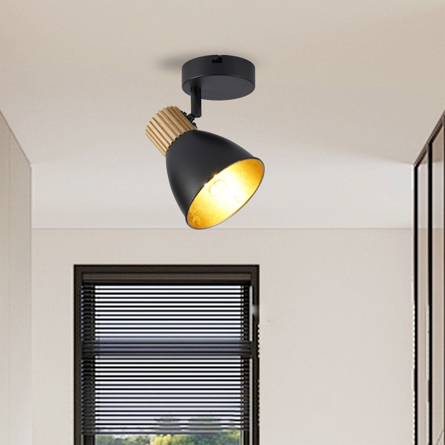 Brilagi - Stenska točkovna svetilka ODENSE 1xE14/10W/230V gumi les/črna