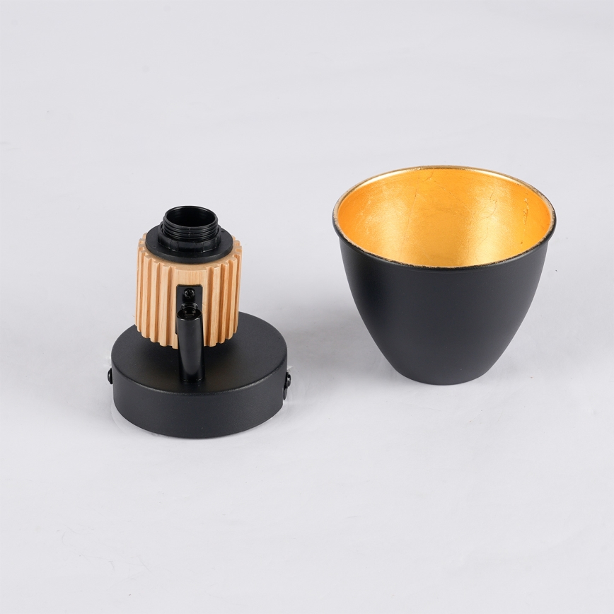 Brilagi - Stenska točkovna svetilka ODENSE 1xE14/10W/230V gumi les/črna