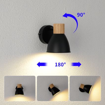 Brilagi - Stenska točkovna svetilka ODENSE 1xE14/10W/230V les/črna