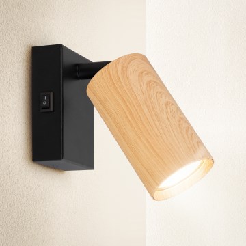 Brilagi - Stenski reflektor SELE 1xGU10/30W/230V črna/hrastov dekor