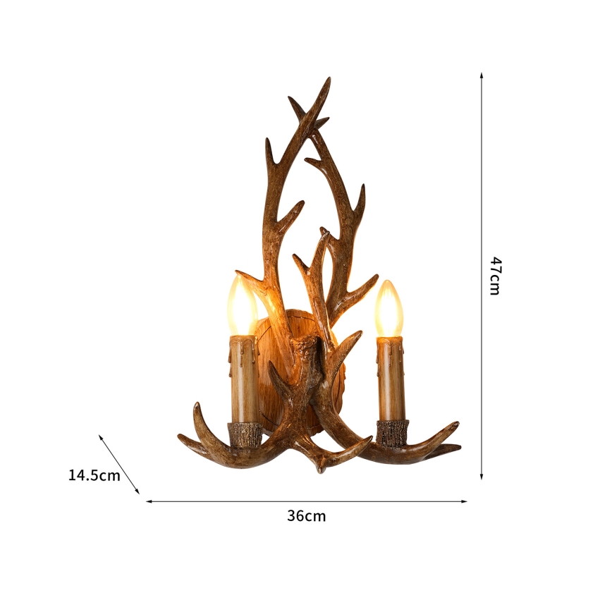 BRILAGI - Stensko svetilo DEER 2xE14/10W/230V rogovje