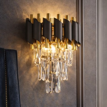 Brilagi - Stensko svetilo ECLIPSE 2xE14/10W/230V črna/zlata