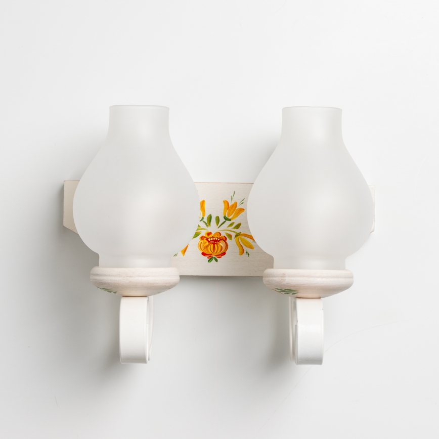 Brilagi - Stensko svetilo QUEEN 2xE14/40W/230V bukev/kremna