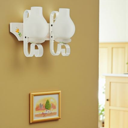 Brilagi - Stensko svetilo QUEEN 2xE14/40W/230V bukev/kremna