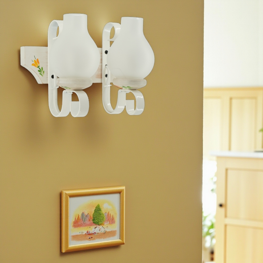 Brilagi - Stensko svetilo QUEEN 2xE14/40W/230V bukev/kremna