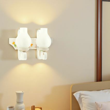 Brilagi - Stensko svetilo QUEEN 2xE14/40W/230V bukev/kremna