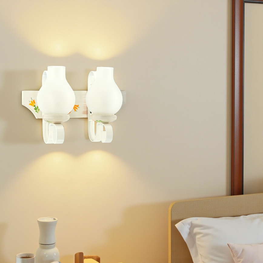 Brilagi - Stensko svetilo QUEEN 2xE14/40W/230V bukev/kremna