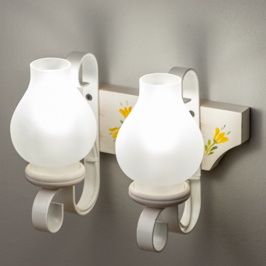 Brilagi - Stensko svetilo QUEEN 2xE14/40W/230V bukev/kremna