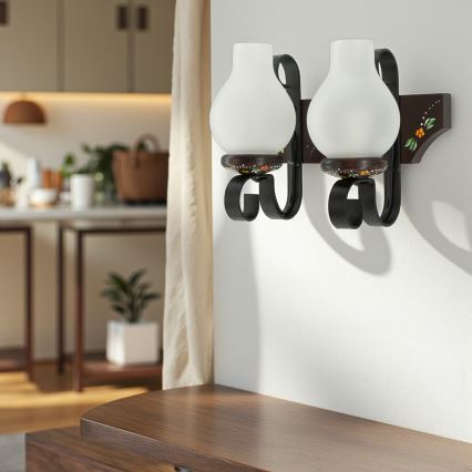 Brilagi - Stensko svetilo QUEEN 2xE14/40W/230V bukev/wenge