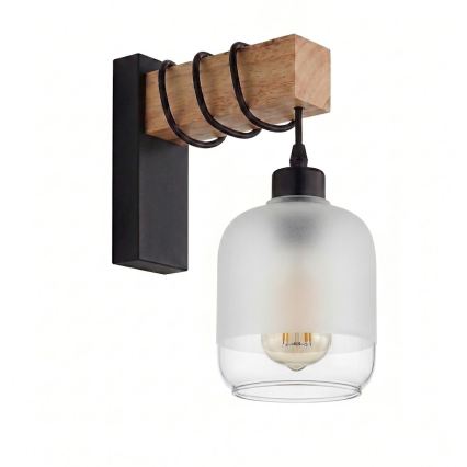 Brilagi - Stensko svetilo WOOD GLASS 1xE27/60W/230V borovina/črna/bela