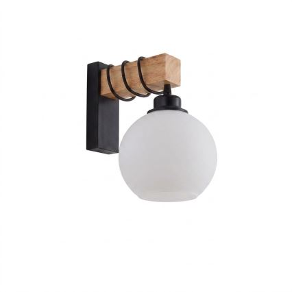 Brilagi - Stensko svetilo WOOD GLASS 1xE27/60W/230V borovina/črna/bela