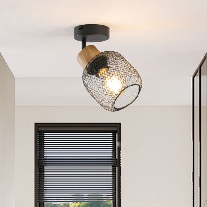 Brilagi - Stensko točkovno svetilo BASKLITE 1xE27/15W/230V les/črna