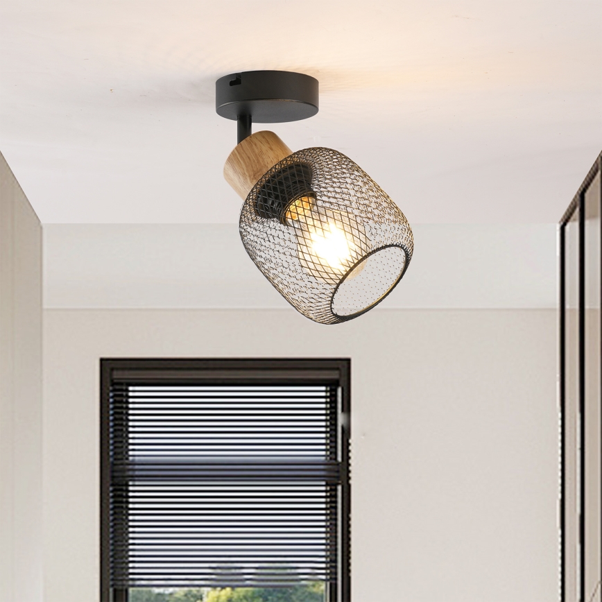 Brilagi - Stensko točkovno svetilo BASKLITE 1xE27/15W/230V les/črna