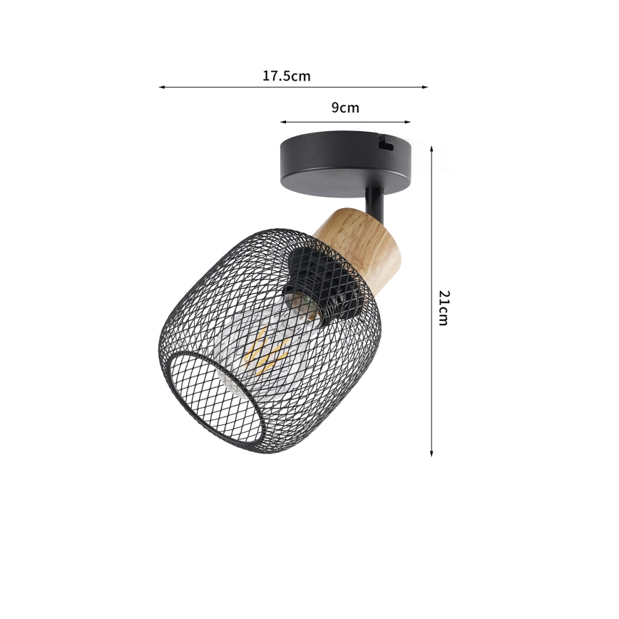 Brilagi - Stensko točkovno svetilo BASKLITE 1xE27/15W/230V les/črna