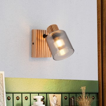 Brilagi - Stensko točkovno svetilo HYGGE 1xE14/15W/230V gumevo drevo/dimno