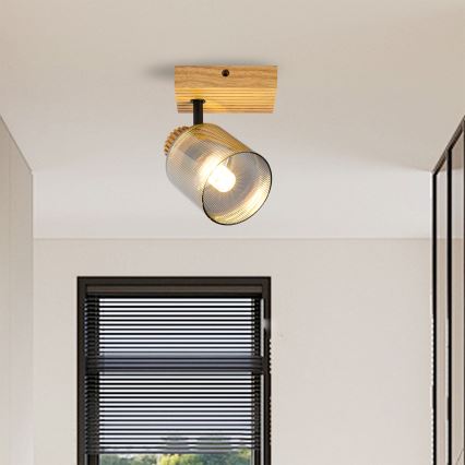 Brilagi - Stensko točkovno svetilo HYGGE 1xE14/15W/230V gumevo drevo/dimno