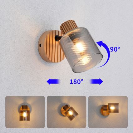 Brilagi - Stensko točkovno svetilo HYGGE 1xE14/15W/230V les/dimno