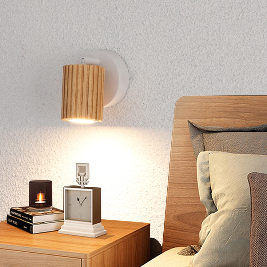 Brilagi - Stensko točkovno svetilo MODERN WOOD 1xGU10/8W/230V les/bela