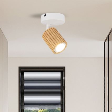 Brilagi - Stensko točkovno svetilo MODERN WOOD 1xGU10/8W/230V les/bela
