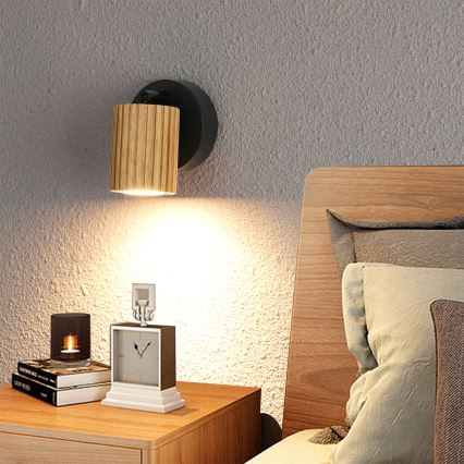 Brilagi - Stensko točkovno svetilo MODERN WOOD 1xGU10/8W/230V les/črna