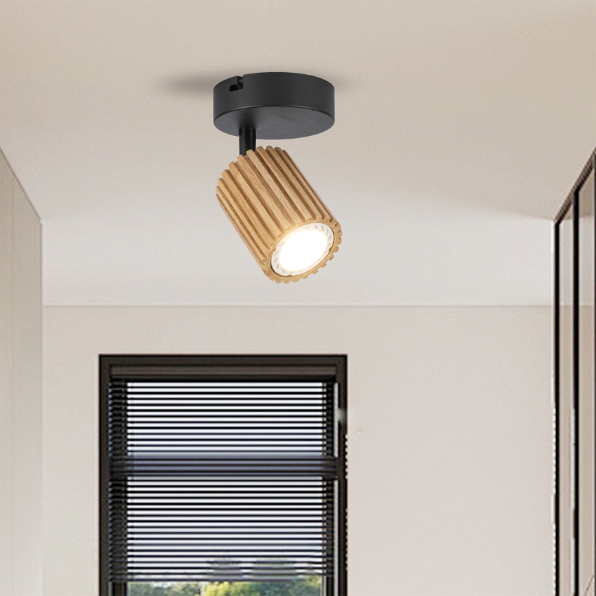 Brilagi - Stensko točkovno svetilo MODERN WOOD 1xGU10/8W/230V les/črna