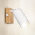 Brilagi - Stensko točkovno svetilo s stikalom SELE 1xGU10/30W/230V bela/dekor hrasta