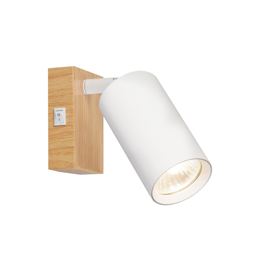 Brilagi - Stensko točkovno svetilo s stikalom SELE 1xGU10/30W/230V bela/dekor hrasta