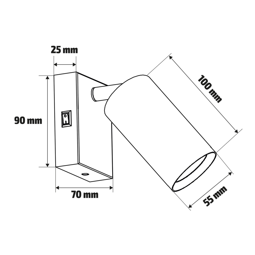 Brilagi - Stensko točkovno svetilo s stikalom SELE 1xGU10/30W/230V bela/dekor hrasta