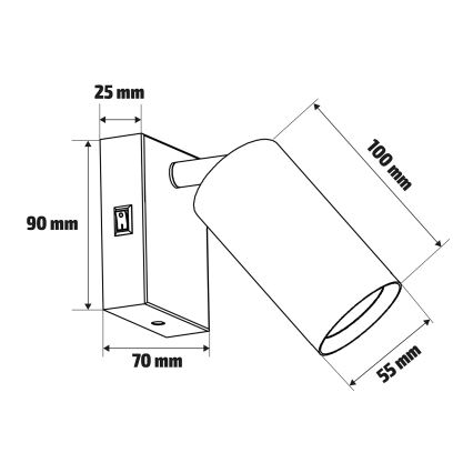 Brilagi - Stensko točkovno svetilo s stikalom SELE 1xGU10/30W/230V bela