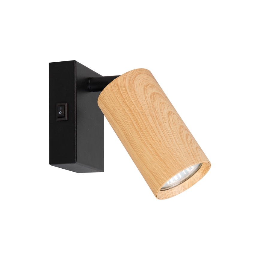 Brilagi - Stensko točkovno svetilo s stikalom SELE 1xGU10/30W/230V, črna/hrastov dekor