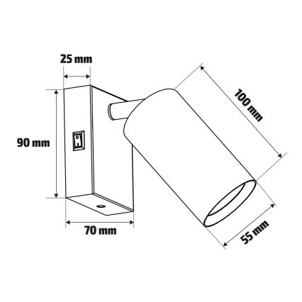Brilagi - Stensko točkovno svetilo SELE 1xGU10/30W/230V črna/hrastov dekor