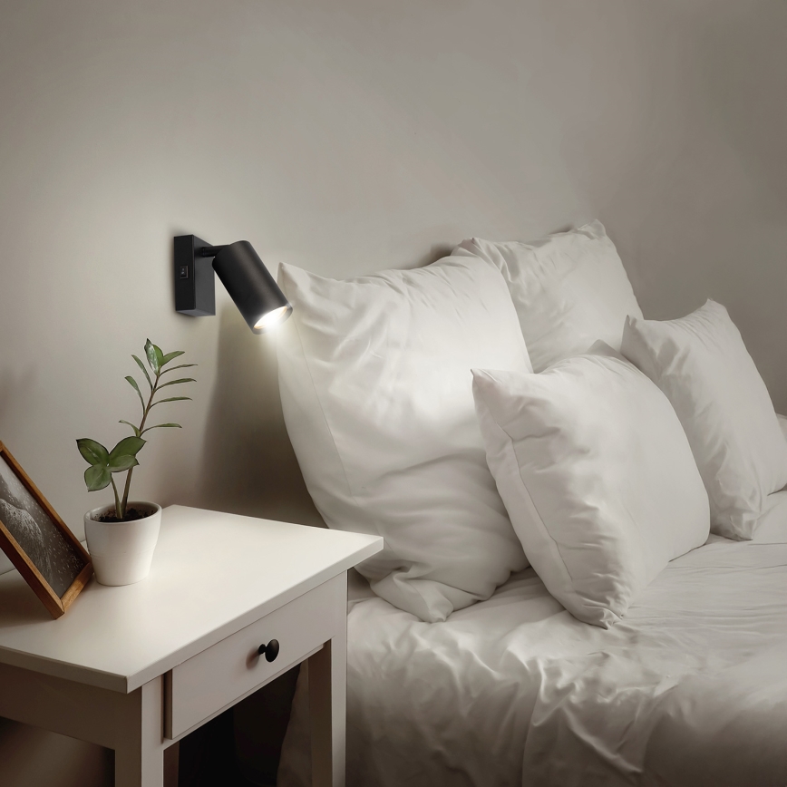 Brilagi - Stensko reflektorsko svetilo s stikalom SELE 1xGU10/30W/230V črna
