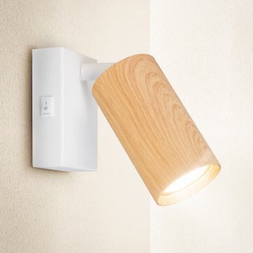 Brilagi - Stensko točkovno svetilo SELE s stikalom 1xGU10/30W/230V, belo/dekor hrasta