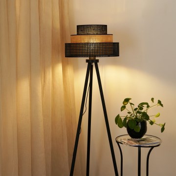 Brilagi - Stojalna svetilka DAKOTA LUNETA 1xE27/15W/230V črna/ratan